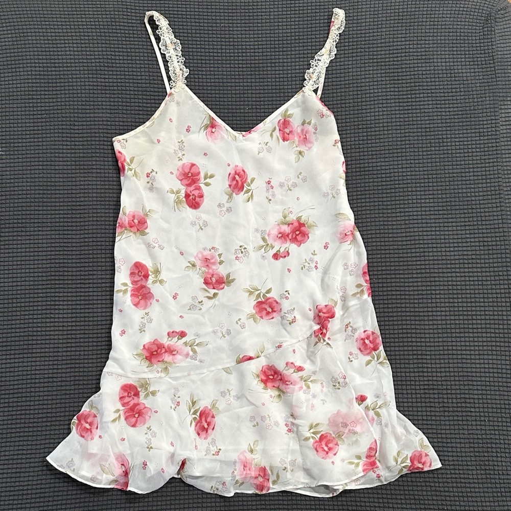 Floral Lace Trim Slip Dress